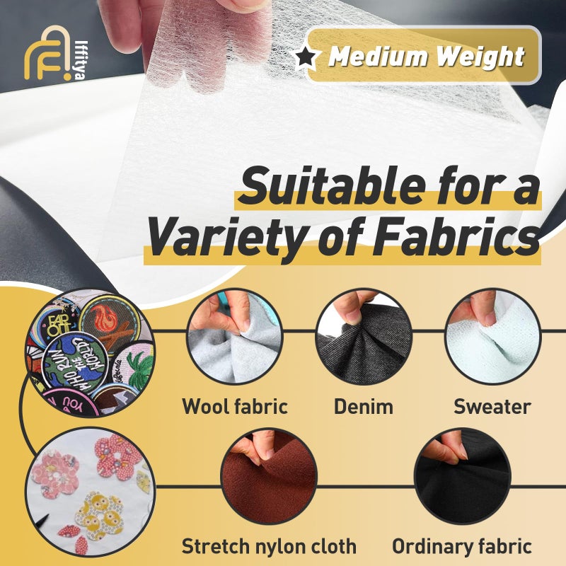 Iffitya Stitch Witchery 20 Sheets, 8" x 12" Fusible Webbing for Fabric Applique, Medium Weight Fusible Interfacing, Stitch Witchery Fusible Bonding Web for Fabric for DIY Crafts - Image 3