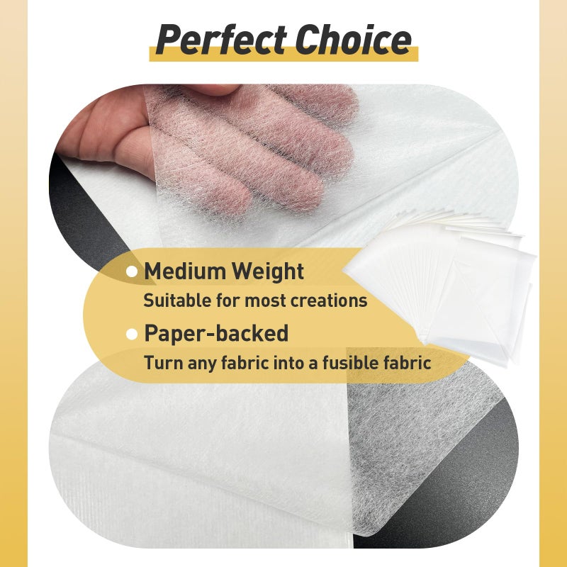 Iffitya Stitch Witchery 20 Sheets, 8" x 12" Fusible Webbing for Fabric Applique, Medium Weight Fusible Interfacing, Stitch Witchery Fusible Bonding Web for Fabric for DIY Crafts - Image 5