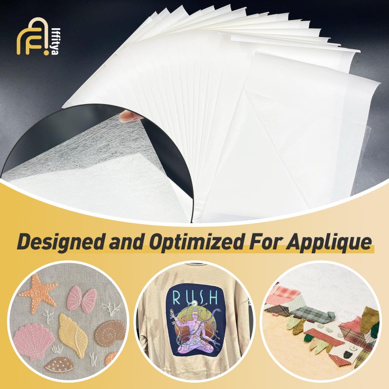 Iffitya Stitch Witchery 20 Sheets, 8" x 12" Fusible Webbing for Fabric Applique, Medium Weight Fusible Interfacing, Stitch Witchery Fusible Bonding Web for Fabric for DIY Crafts - Image 4