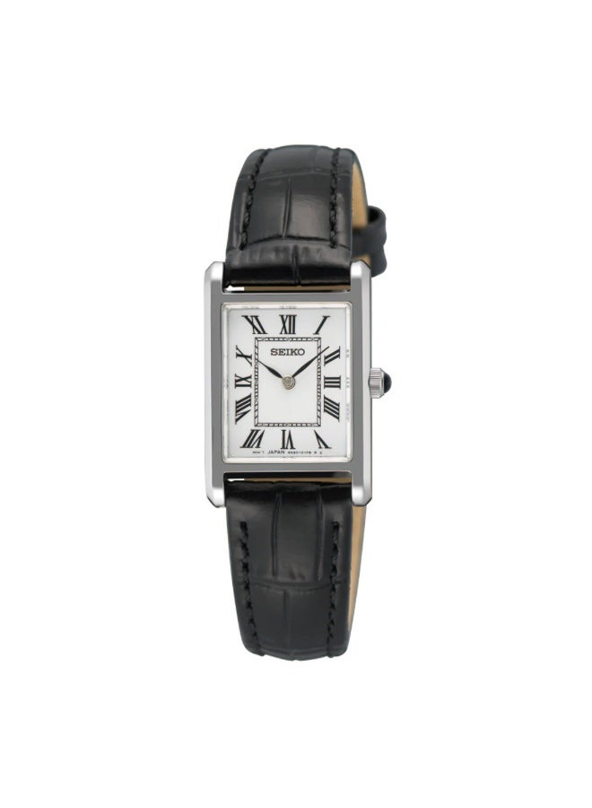 Seiko Couple Pair Watch Set SWR103P1 & SWR107P1 Quartz White Dial Sapphire Crystal Black Leather Strap - Image 3
