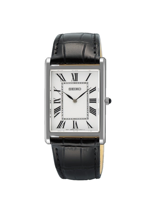 Seiko Couple Pair Watch Set SWR103P1 & SWR107P1 Quartz White Dial Sapphire Crystal Black Leather Strap - Image 2