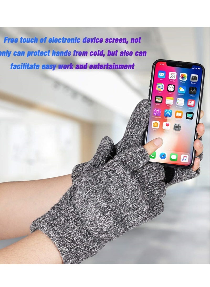 Luckam Winter Gloves Warm Thermal Knit Flip Top Snow Glove for Cold Weather - Image 3