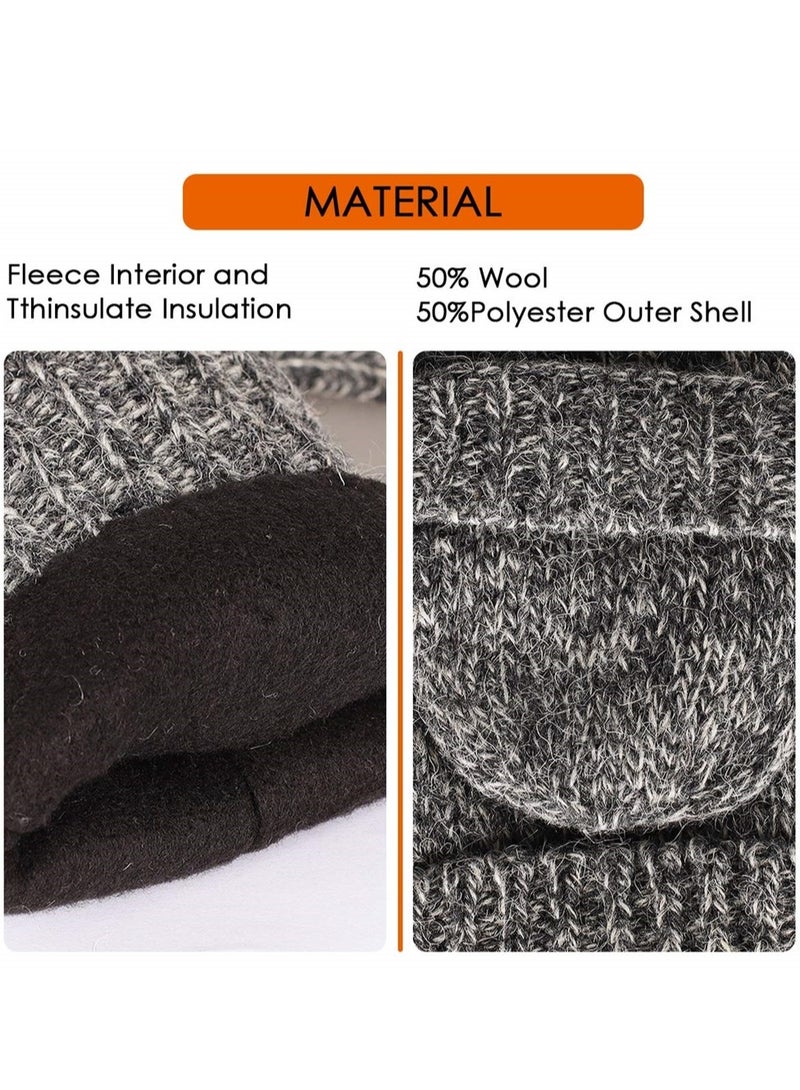 Luckam Winter Gloves Warm Thermal Knit Flip Top Snow Glove for Cold Weather - Image 5