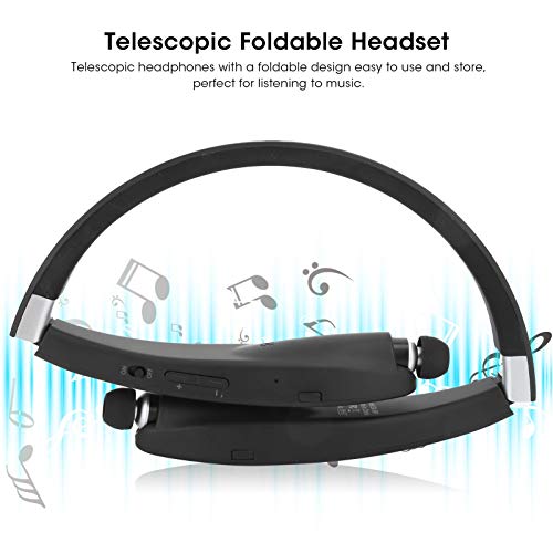 Dilwe SX?991 Stereo Bluetooth5.0 Headphones Neckbands with Retractable Earbuds,Foldable Bluetooth5.0 Headphones Speaker 2 in 1,Universal Sports Earphone,for Home Office,Video - Image 3