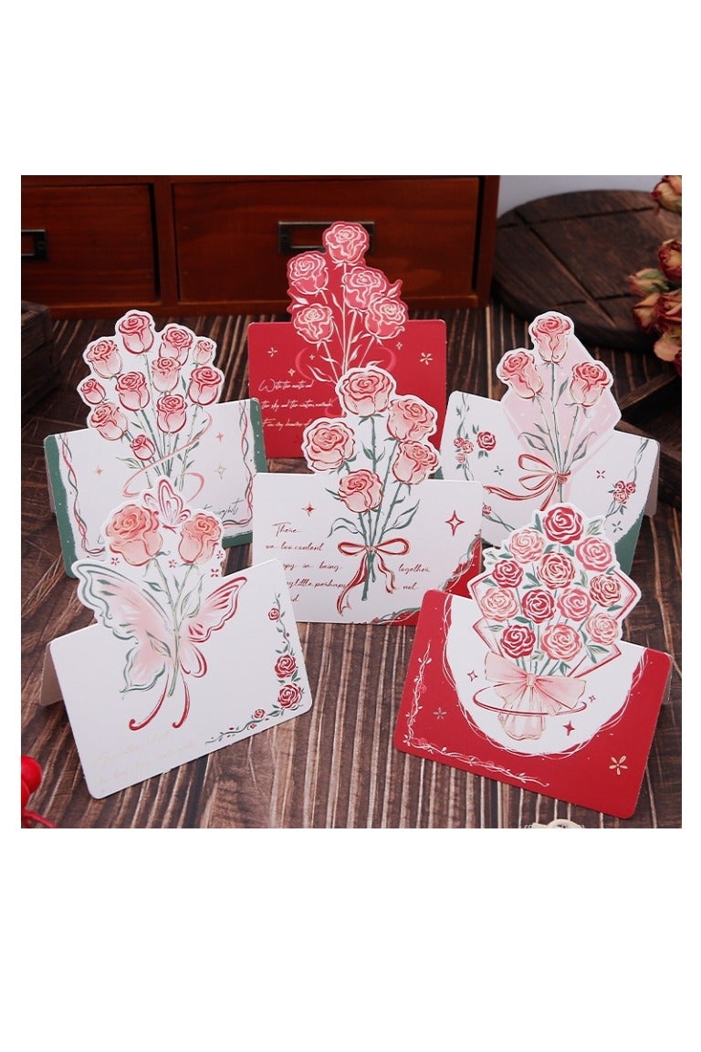 5 قطع من بطاقات الزهور ثلاثية الأبعاد، بطاقات منبثقة، بطاقات تهنئة منبثقة مكتوبة بخط اليد لحفلات أعياد الميلاد، بطاقات دعوة للحفلات، بطاقات ترويجية - Image 1