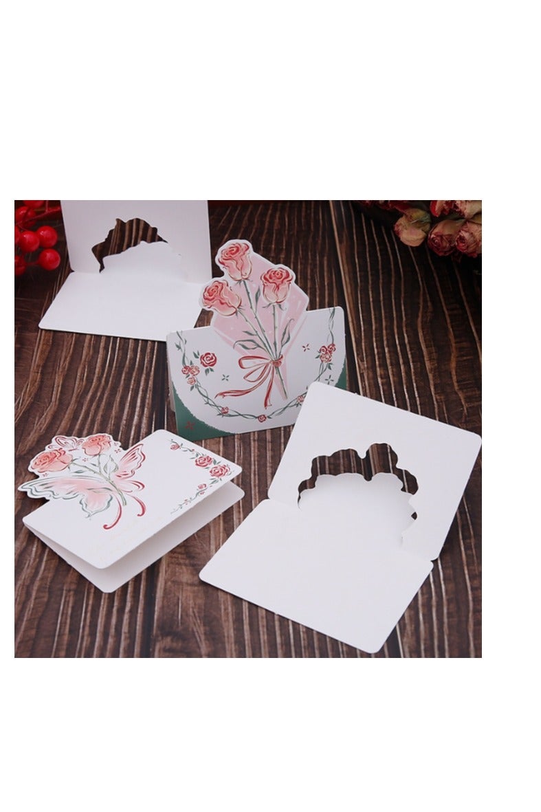 5 قطع من بطاقات الزهور ثلاثية الأبعاد، بطاقات منبثقة، بطاقات تهنئة منبثقة مكتوبة بخط اليد لحفلات أعياد الميلاد، بطاقات دعوة للحفلات، بطاقات ترويجية - Image 2