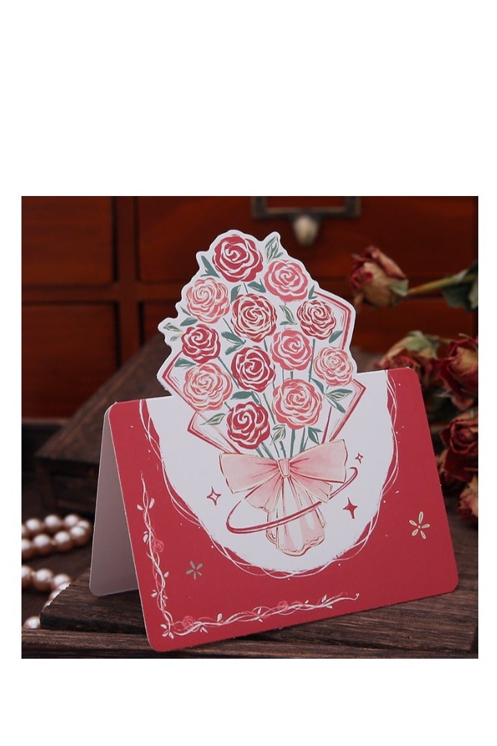 5 قطع من بطاقات الزهور ثلاثية الأبعاد، بطاقات منبثقة، بطاقات تهنئة منبثقة مكتوبة بخط اليد لحفلات أعياد الميلاد، بطاقات دعوة للحفلات، بطاقات ترويجية - Image 3