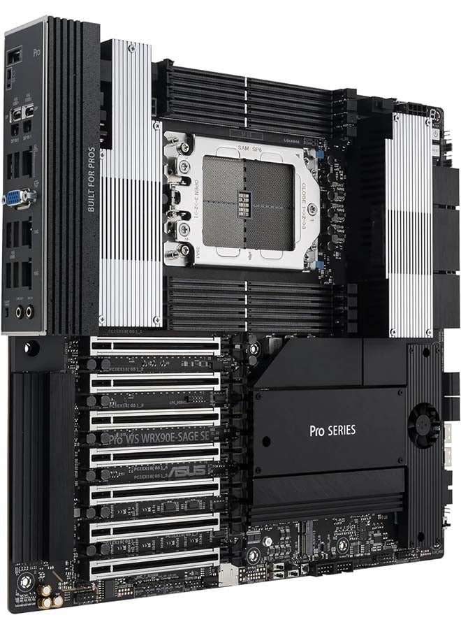 ASUS Pro WS WRX90E-SAGE SE EEB Workstation Motherboard, AMD Ryzen™ Threadripper™ PRO 7000 WX-Series, ECC R-DIMM DDR5, 32 Power-Stage,7xPCIe 5.0x16, PCIe 5.0 M.2, 10Gb & 2.5Gb LAN, Multi-GPU Support Black - Image 3