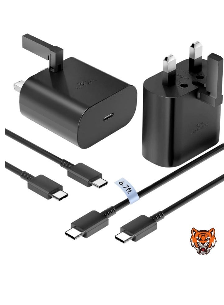 TIGER "Super Fast Samsung Charger – USB-C Plug & 6 Feet Cable, Wall Charger for Samsung Galaxy S24 Ultra, S24, S24+, S23, S22, S21, A Series, and More" - Image 1