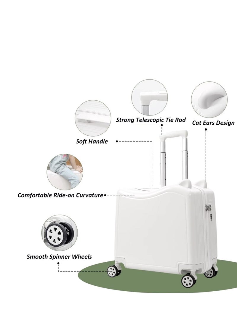 YY-ريشير حقيبة سفر للأطفال مقاس 20 بوصة، حقيبة سفر لطيفة على شكل أذن قطة مع عجلات دوارة، مصنوعة من مادة ABS PC، حقيبة سفر مضغوطة مقاومة للتآكل، مناسبة للبنات والأولاد - Image 2