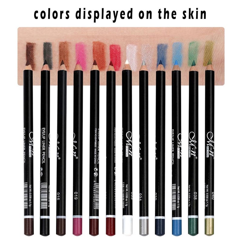 Linble Eye Liner Pencil Set - 12 Assorted Colors Natural Matte Long Lasting Hypoallergenic Eyeliners Eye Makeup Soft Crayon Pencils (Black Gray Brown Plum Purple Lavender Pink etc) - Image 2