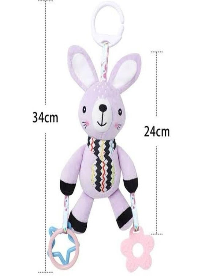 FabeKee My First Baby Toy,Soft Hanging Crinkle Squeaky Dangling Toy Car Seat Stroller Toys with Plush Animal C-Clip Ring for Infant Babies Boys and Girls (Pulling) - Image 2