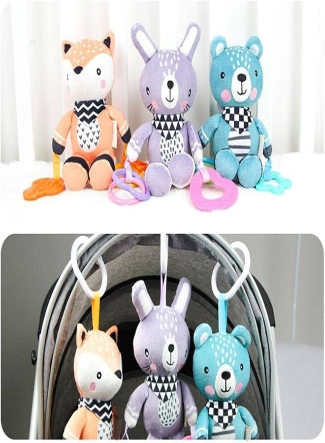 FabeKee My First Baby Toy,Soft Hanging Crinkle Squeaky Dangling Toy Car Seat Stroller Toys with Plush Animal C-Clip Ring for Infant Babies Boys and Girls (Pulling) - Image 5