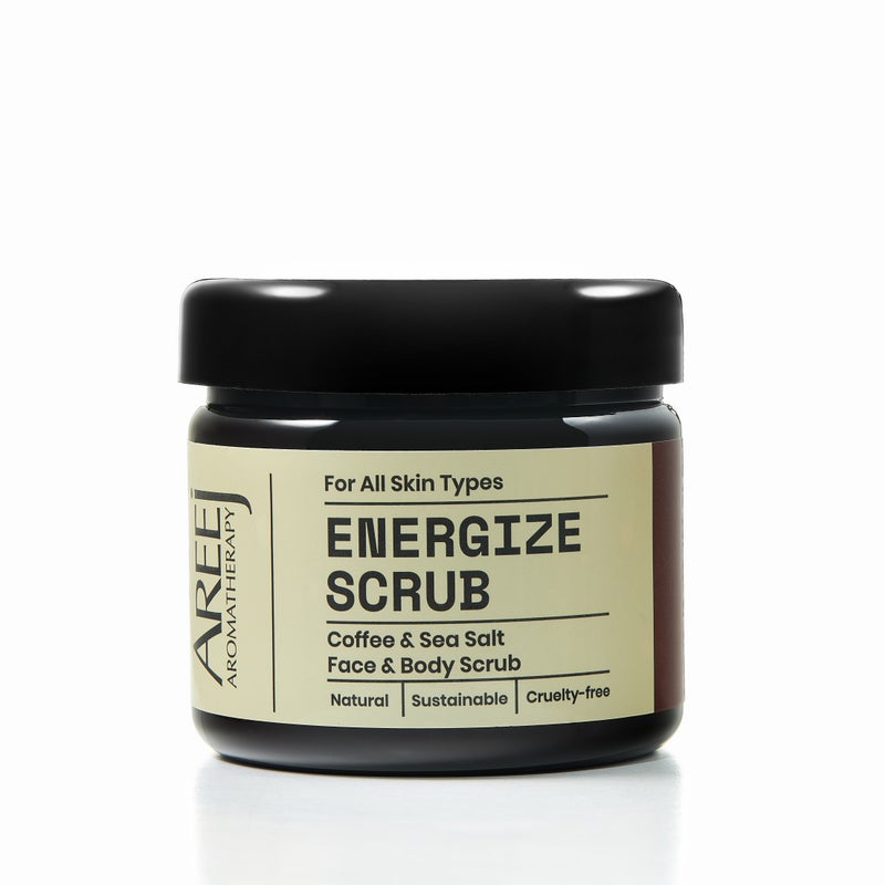 Areej Aromatherapy مقشر الوجه والجسم بالقهوة المنعشة - مقشر طبيعي بالقهوة وملح البحر مع زبدة الشيا وفيتامين هـ - عناية ناعمة ومنعشة - 250 غرام - Image 1