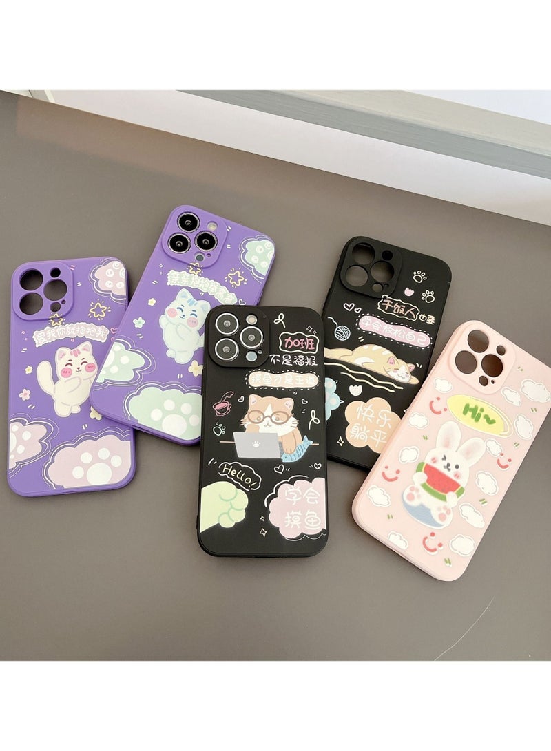 Cartoon Cat Silicone Soft Shell Apple Phone Case - Image 2