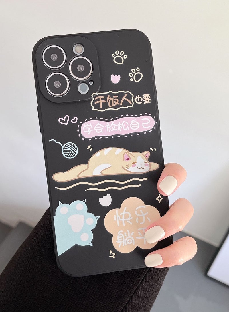 Cartoon Cat Silicone Soft Shell Apple Phone Case - Image 1