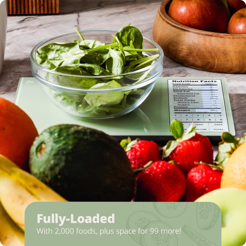 Greater Goods Nutrition Scale by Greater Goods, Food Grade Glass, Calorie Counting Scale, Meal Prep Scale, and Weight Loss Scale, Sage Green - Image 4