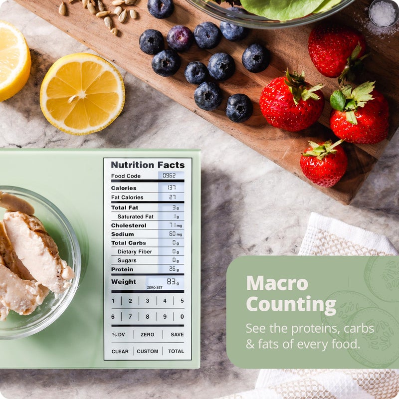 Greater Goods Nutrition Scale by Greater Goods, Food Grade Glass, Calorie Counting Scale, Meal Prep Scale, and Weight Loss Scale, Sage Green - Image 2