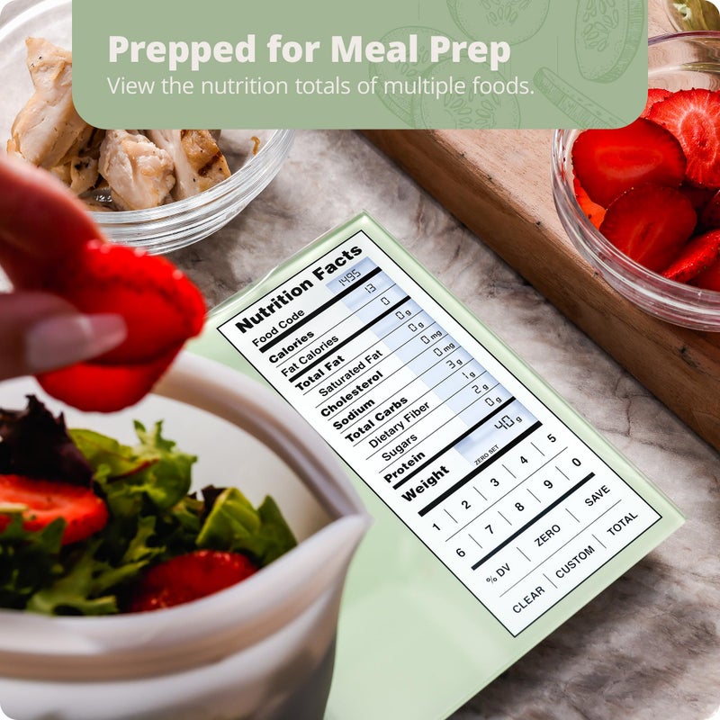 Greater Goods Nutrition Scale by Greater Goods, Food Grade Glass, Calorie Counting Scale, Meal Prep Scale, and Weight Loss Scale, Sage Green - Image 3