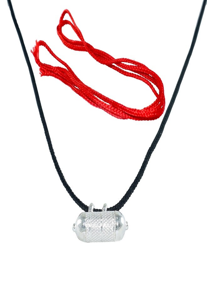 KMJ Pure Silver(chandi) Tabiz/taveez with Pure Cotton Black and Red Threads for Childrens, Men, Women and for gifting purpose (medium) - Image 4