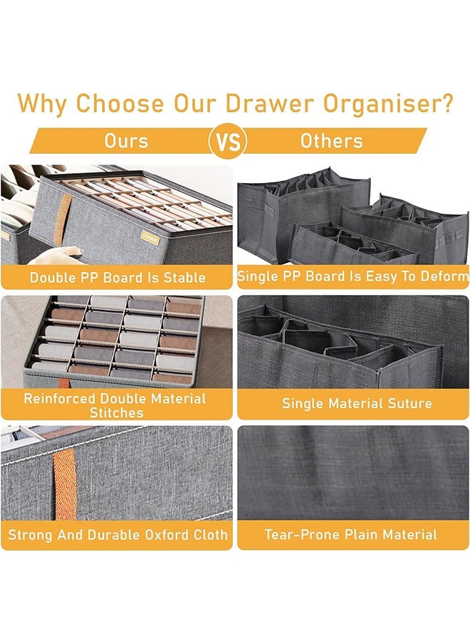 Generic Underwear Drawer Organiser,Underwear storage  Foldable Oxford Cloth Wardrobe Organiser, 7 Cell Drawer Organiser, Clothes Organisers Dividers for Bras, Socks, Ties, Scarves  - Image 3