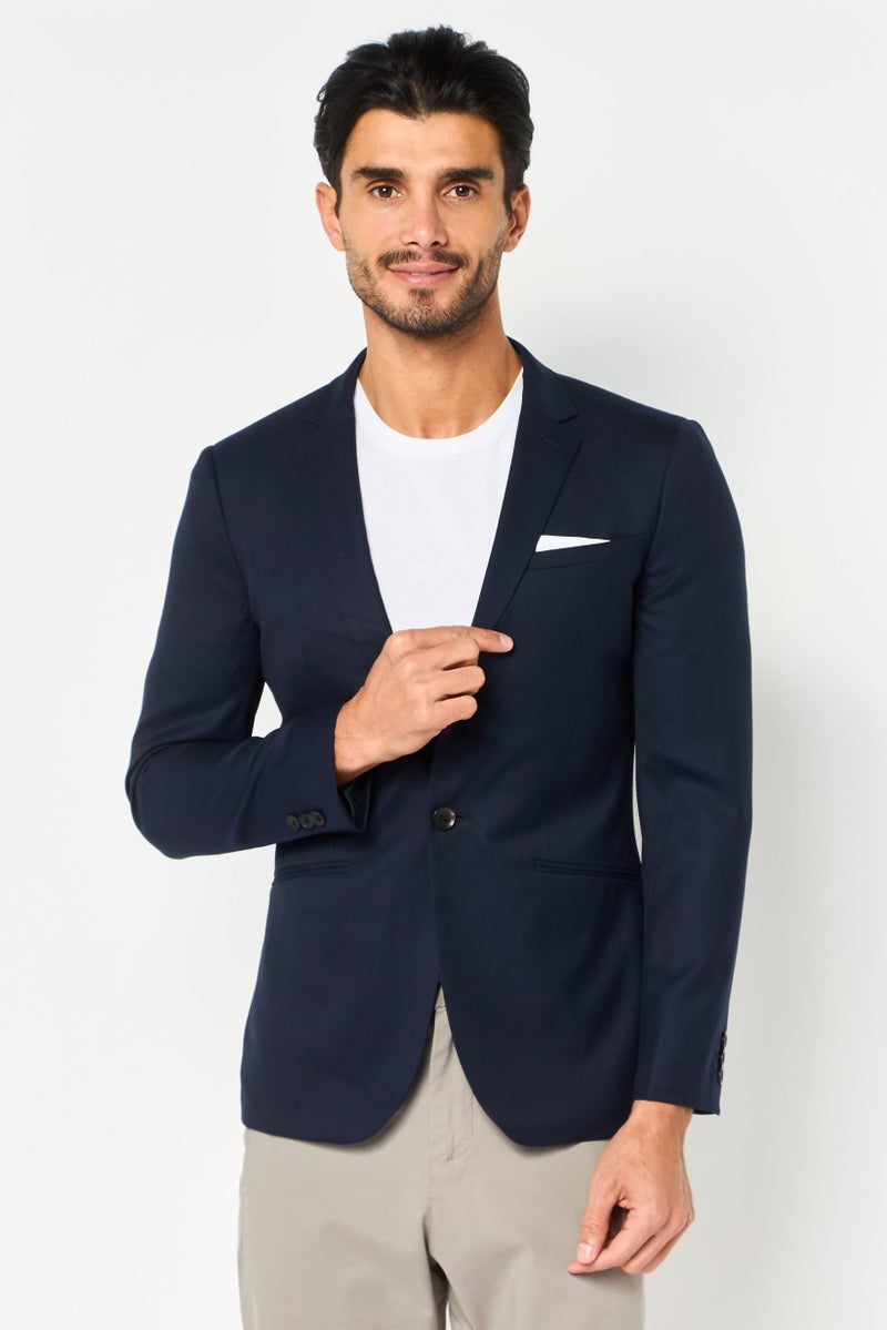 Selected Homme Men Slim Fit Long Sleeve Plain Blazer, Navy - Image 1