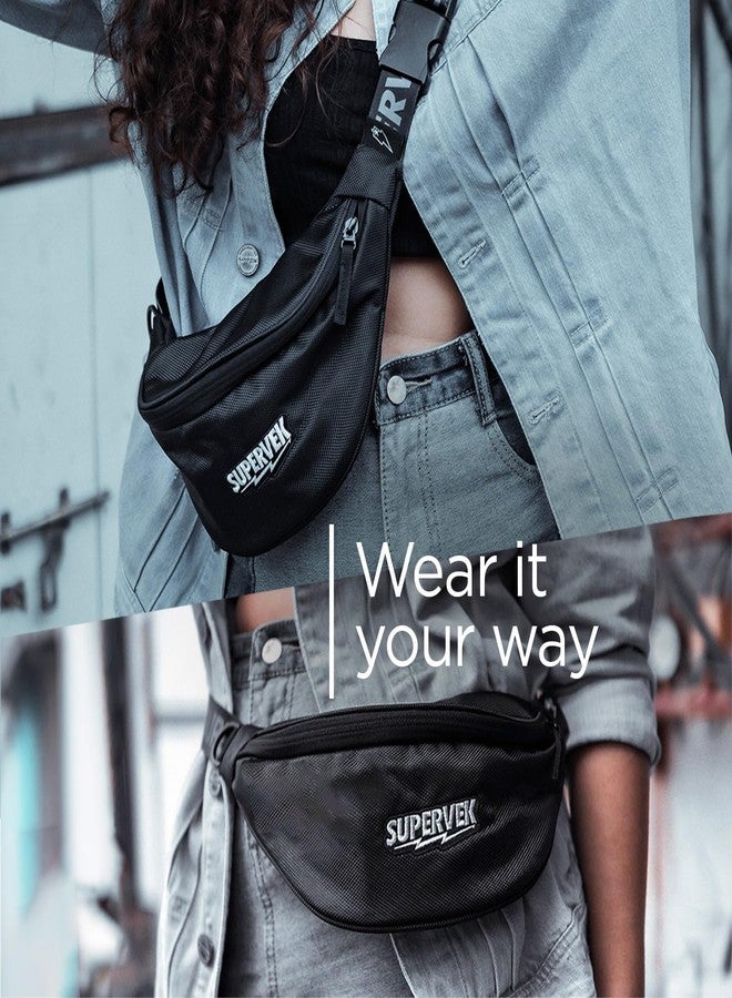 SUPERVEK Waist Bag for Men Women - Cross Body Shoulder Bags for Man Woman - Small Side Bag with Waterproof Zipper - Travel Hiking Hip Fanny Pack - Stylish Mini Chest Belt Bag Pouch - Pastel Blue - Image 3