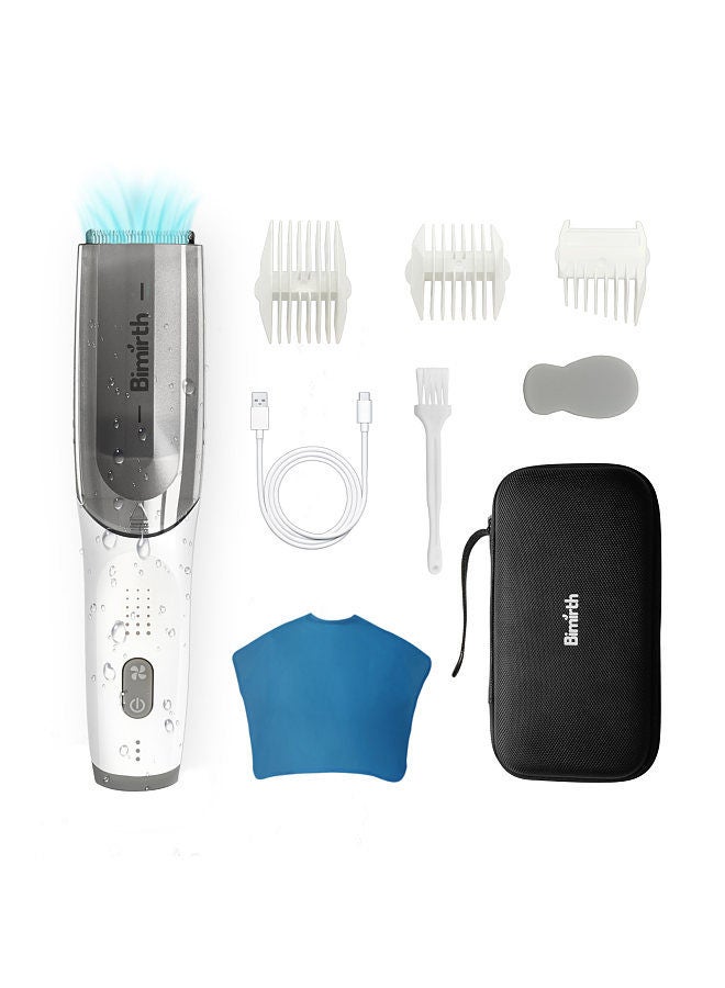 Bimirth Cordless Vacuum Haircut Kit Hair Clipper Waterproof Built-in Rechargeable Battery with Storage Bag Cleaning Brush Sponge Haircut Cape 3 Guide Combs for Boys Men Kids