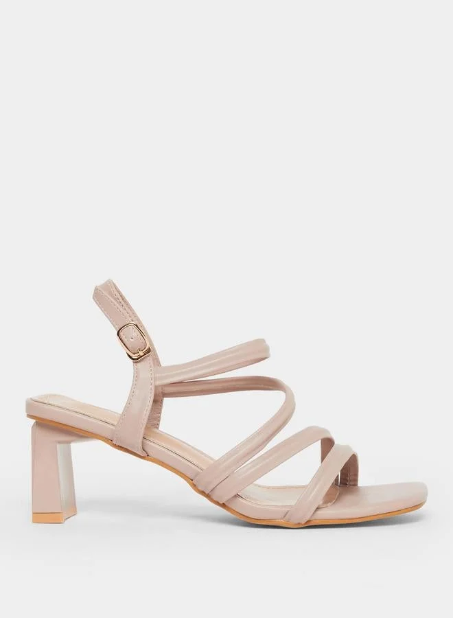 Plain Strappy Block Heel Sandals