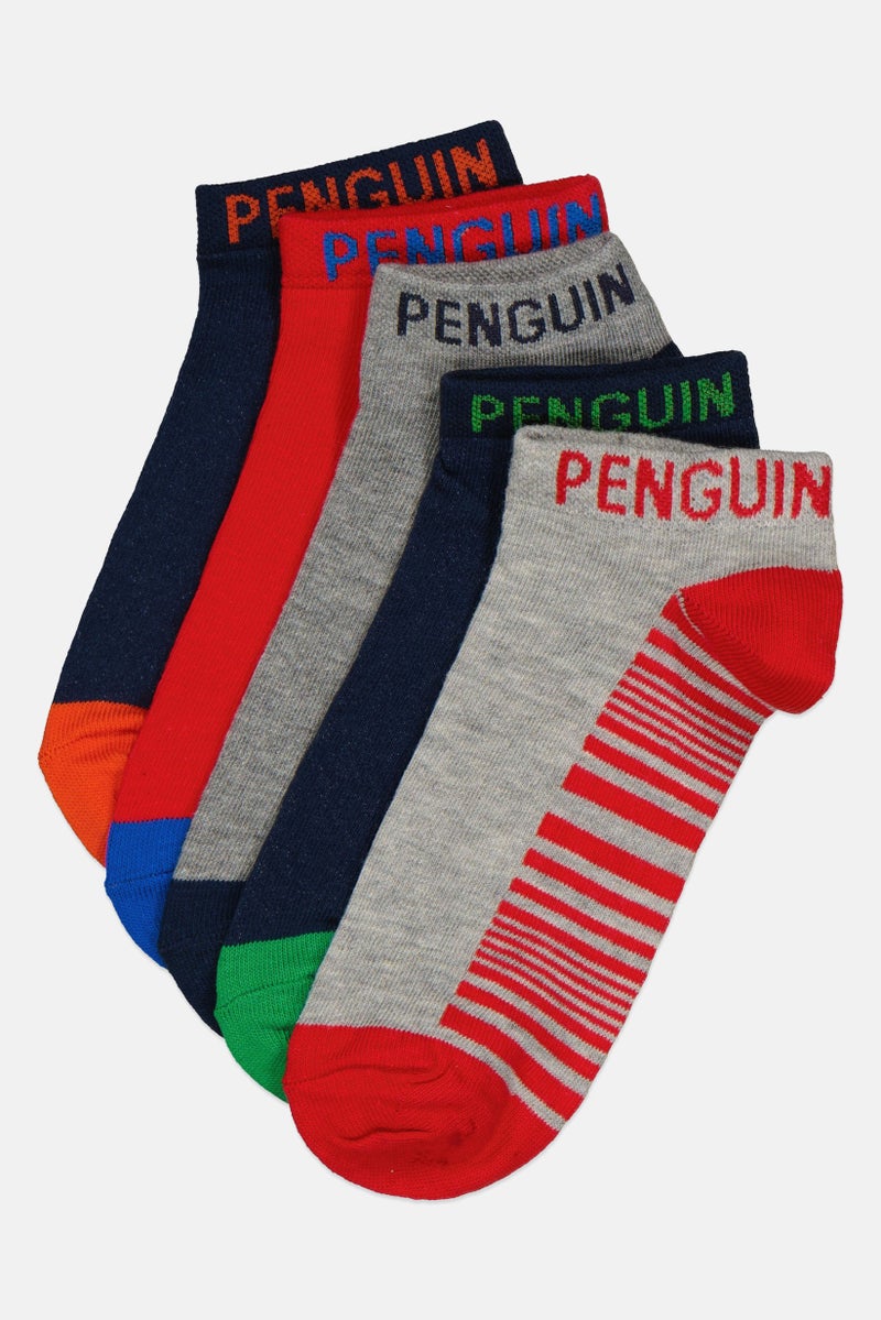 Original Penguin Kids Boy 5 Pairs Graphic Print Socks, Multicolor - Image 1