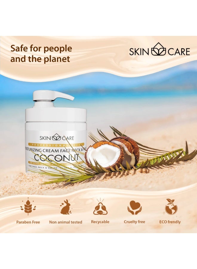 Skin care Skin Care Coconut Oil 3-in-1 Moisturizer Face Cream, Neck and Hands - Treatment for Crepey Texture, Wrinkles and Sagging - Daily Lotion for All Skin Types - 16.9 fl. oz. - Image 4