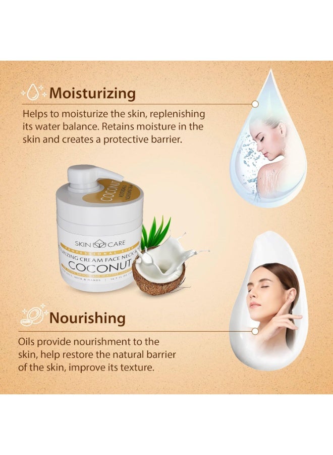 Skin care Skin Care Coconut Oil 3-in-1 Moisturizer Face Cream, Neck and Hands - Treatment for Crepey Texture, Wrinkles and Sagging - Daily Lotion for All Skin Types - 16.9 fl. oz. - Image 3