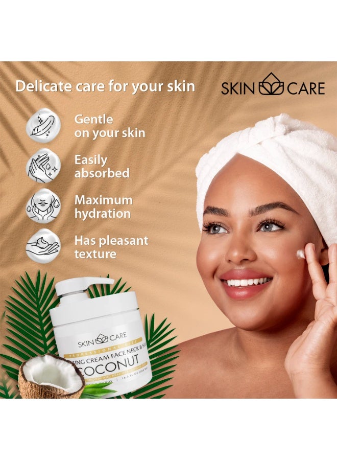 Skin care Skin Care Coconut Oil 3-in-1 Moisturizer Face Cream, Neck and Hands - Treatment for Crepey Texture, Wrinkles and Sagging - Daily Lotion for All Skin Types - 16.9 fl. oz. - Image 2