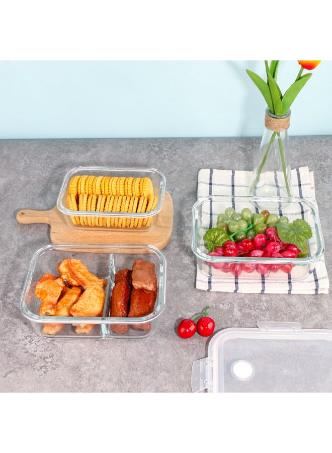 Glass Lunch Box Microwave Heating Special Office Student Lid Lunch Box Sealed Portable Household-Specifications:Gbxh1002 600ml Glass Crisper Box-Color:Transparent  - Image 3