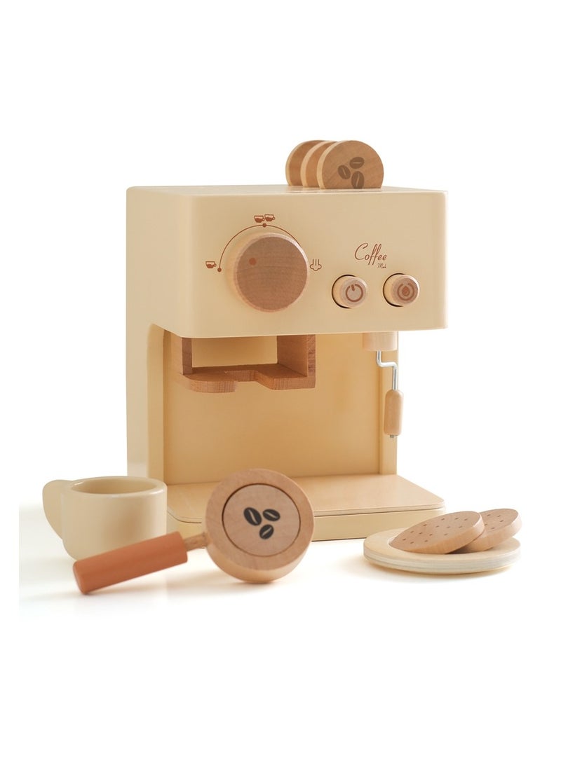 AROAQ Wooden Coffee Machine Toy Set Kitchen Play Parent-child Interactive Sharing Household Toys for Kids - Image 1