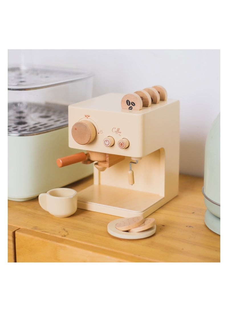 AROAQ Wooden Coffee Machine Toy Set Kitchen Play Parent-child Interactive Sharing Household Toys for Kids - Image 2