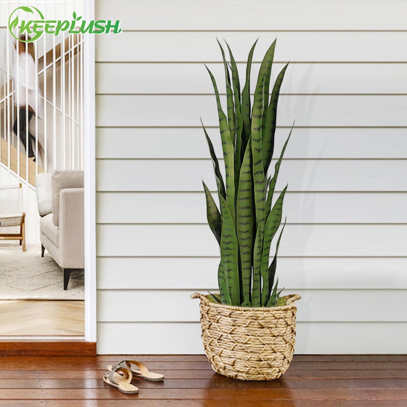 Keeplush 3ft Artificial Snake Plant â€“ 36in Faux Sansevieria Plants, Fake Floor Plant for Indoor Outdoor, Front Porch Patio Home Office Decor, Mother-in-Lawâ€™s Tongue, Green 1Pcs - Image 5