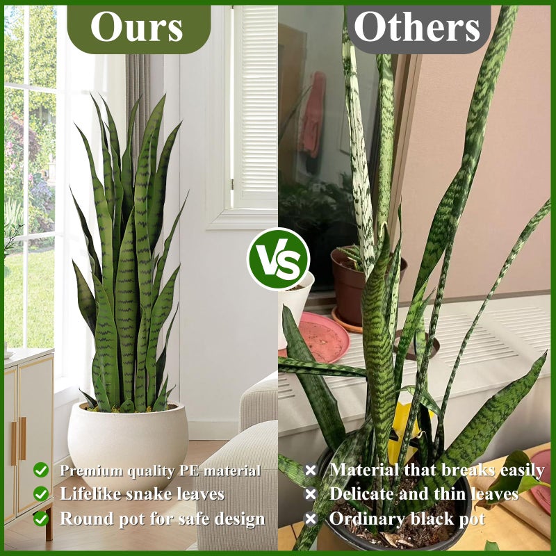 Keeplush 3ft Artificial Snake Plant â€“ 36in Faux Sansevieria Plants, Fake Floor Plant for Indoor Outdoor, Front Porch Patio Home Office Decor, Mother-in-Lawâ€™s Tongue, Green 1Pcs - Image 2