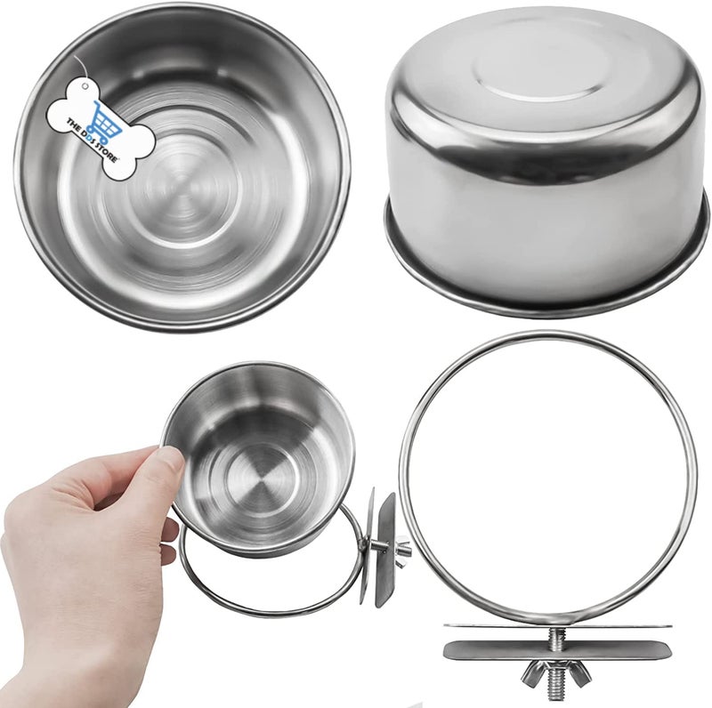 THE DDS STORE Bird Feeding Dish Cup, Parrot Meal Bowl Stainless Steel Coop Cup Bird Cage Water Bowl Small Animals. (Pack Of 10, 500Ml Clamp),13 cm,H_6 cm,W_13 cm - Image 4