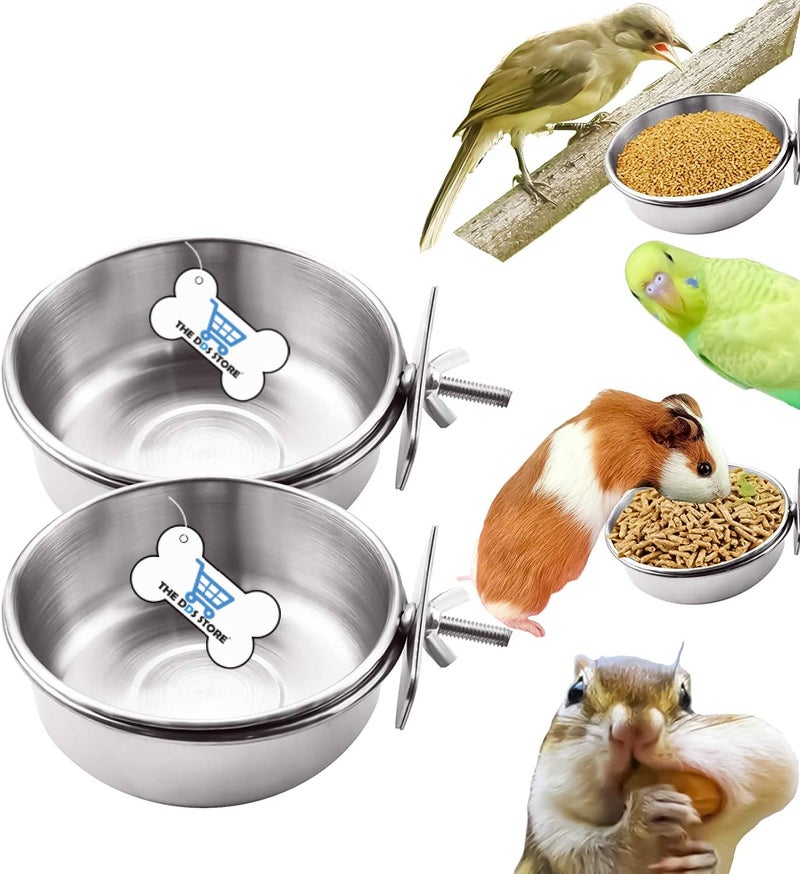 THE DDS STORE Bird Feeding Dish Cup, Parrot Meal Bowl Stainless Steel Coop Cup Bird Cage Water Bowl Small Animals. (Pack Of 10, 500Ml Clamp),13 cm,H_6 cm,W_13 cm - Image 3