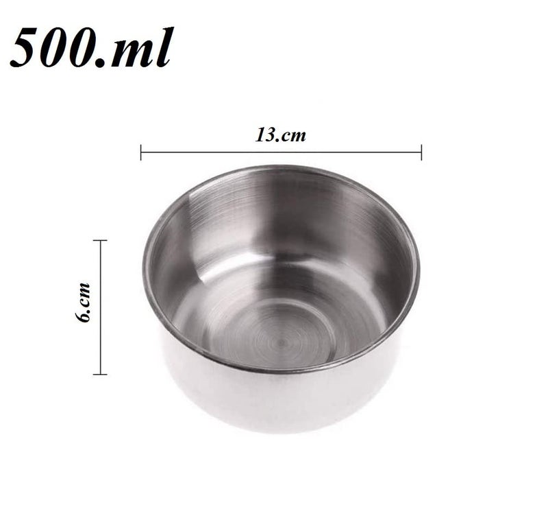 THE DDS STORE Bird Feeding Dish Cup, Parrot Meal Bowl Stainless Steel Coop Cup Bird Cage Water Bowl Small Animals. (Pack Of 10, 500Ml Clamp),13 cm,H_6 cm,W_13 cm - Image 2