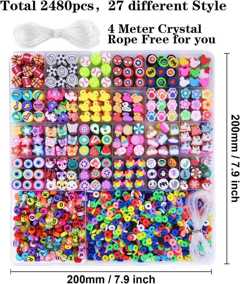 2480 Beads Friendship Bracelet DIY Kit, including soft pottery beads, soft pottery pieces and letter beads - Image 5