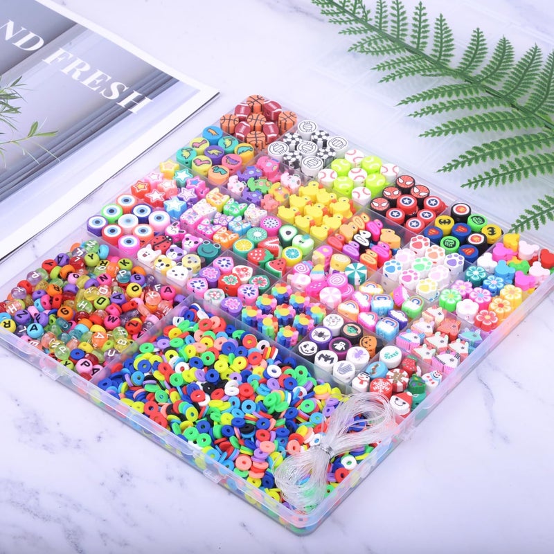 2480 Beads Friendship Bracelet DIY Kit, including soft pottery beads, soft pottery pieces and letter beads - Image 4