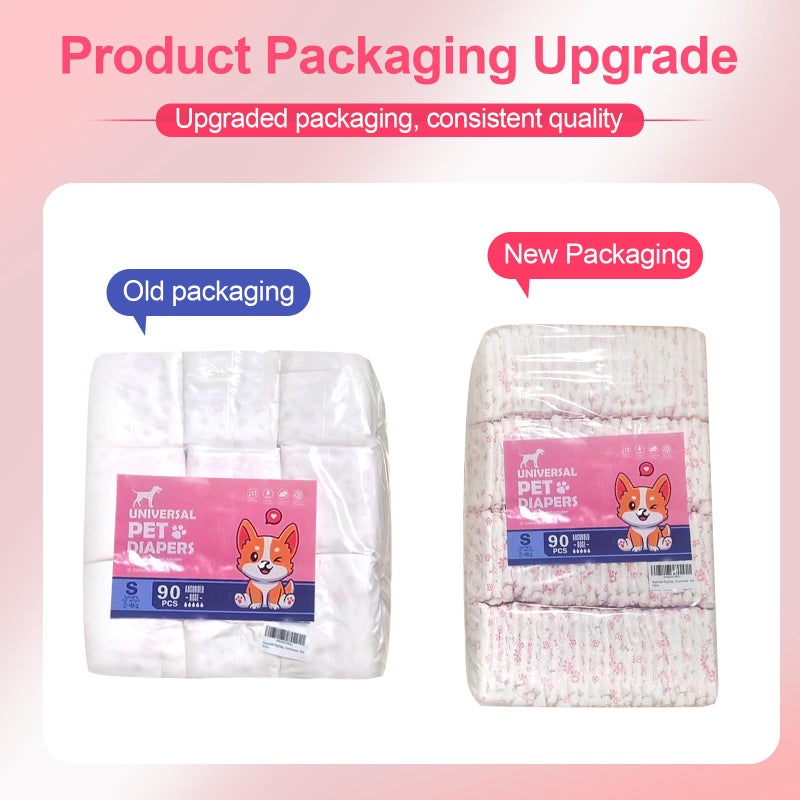 FUNLIYING Disposable Dog Diapers Female 90 Count Doggie Diapers for Female Dogs (Waist 10-16.5 in S) Super Absorbent Small Doggie Diapers for Heat Excitable Urination or Incontinence - Pink - Image 2