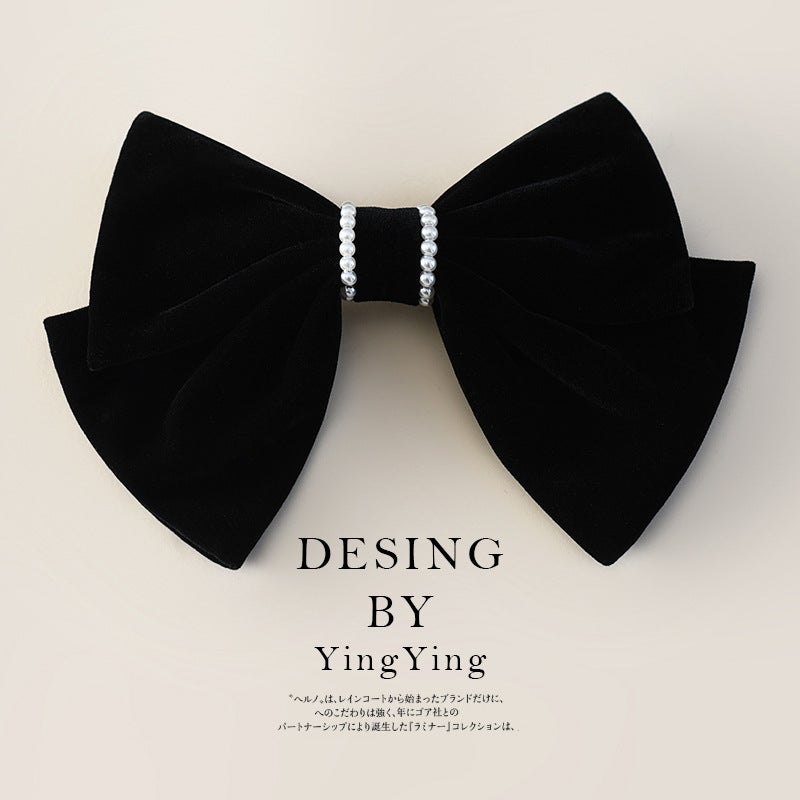 Generic Yiwu Velvet Bow Hair Clip Premium Korean Hair Accessory Black
