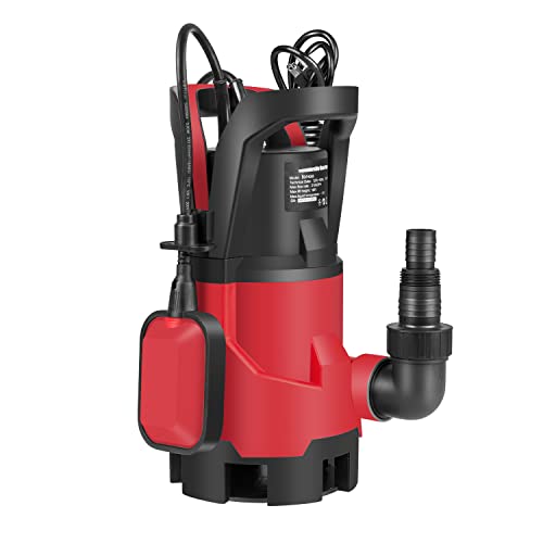 Prostormer Sump Pump,1HP Submersible Electric Water Pump with 3700GPH Automatic Float Switch for Pool Draining Hot Tub Flood Drain and Irrigation Red - Image 1