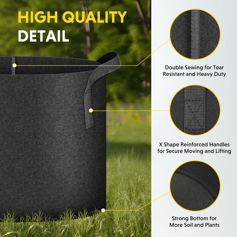 iPower 3 Gallon 10 Pack Grow Bags Nonwoven Fabric Pots Aeration Container with Strap Handles for Garden and Planting, 10-Pack Black, 3 Gallon - Image 5