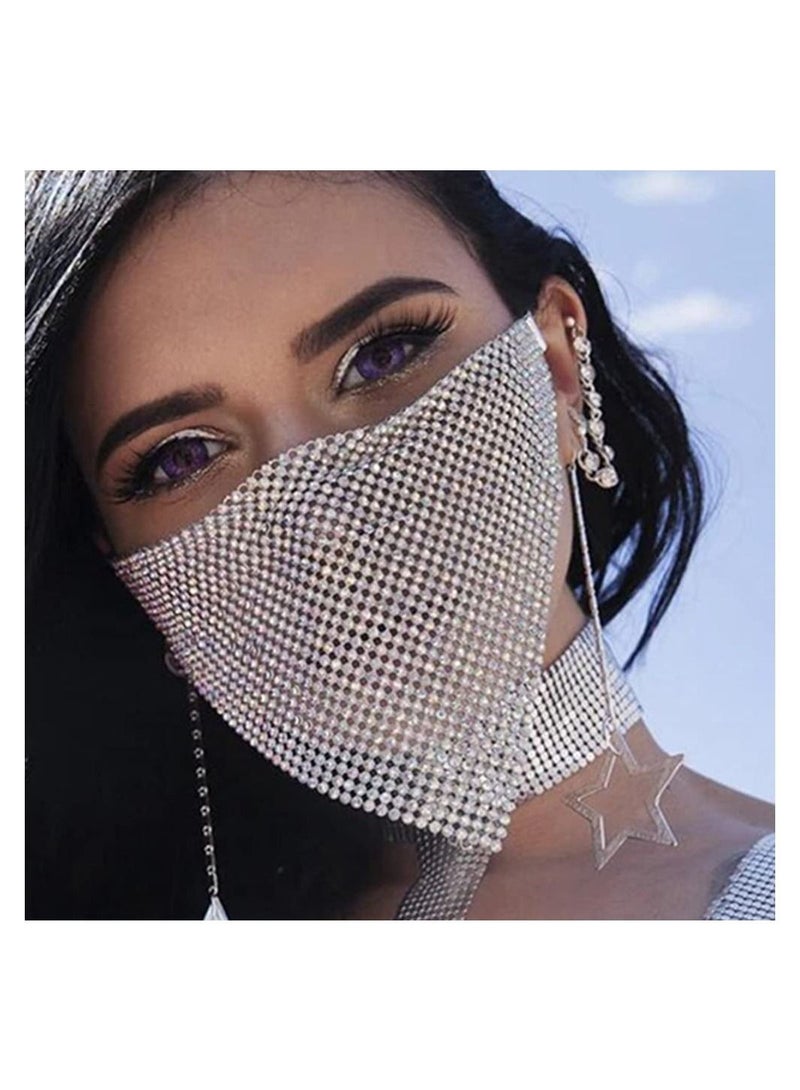 Excefore أقنعة الوجه الكريستالية المتلألئة المصنوعة من أحجار الراين الأنيقة والمخصصة للنوادي الليلية للنساء، مثالية للمهرجانات والحفلات التنكرية - Image 1