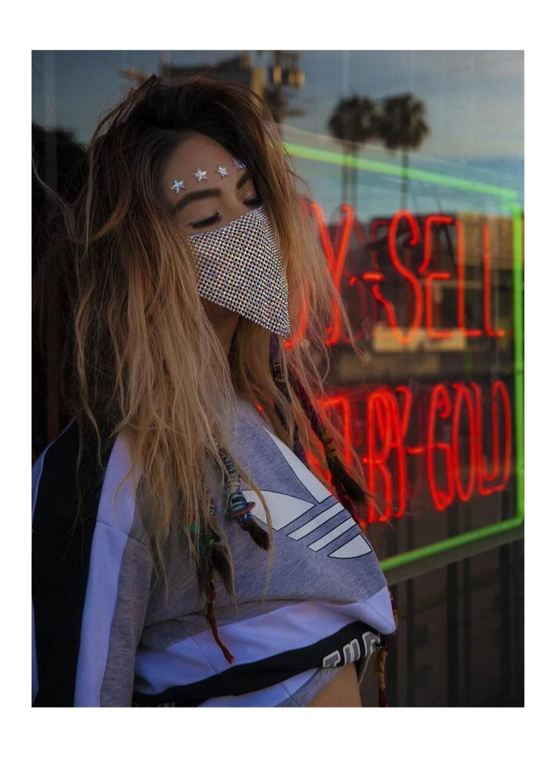 Excefore أقنعة الوجه الكريستالية المتلألئة المصنوعة من أحجار الراين الأنيقة والمخصصة للنوادي الليلية للنساء، مثالية للمهرجانات والحفلات التنكرية - Image 3