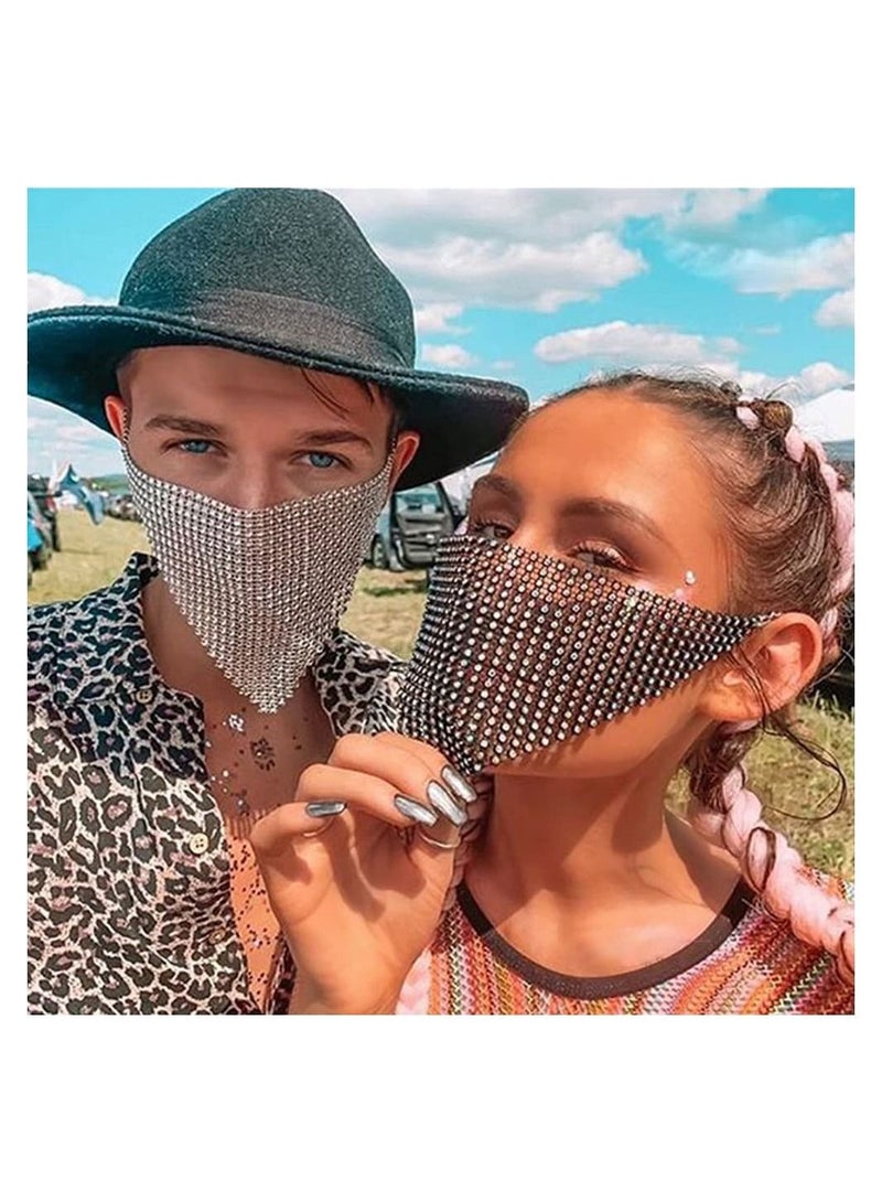 Excefore أقنعة الوجه الكريستالية المتلألئة المصنوعة من أحجار الراين الأنيقة والمخصصة للنوادي الليلية للنساء، مثالية للمهرجانات والحفلات التنكرية - Image 4